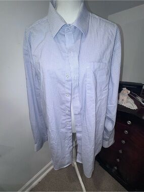 George Classic Men's Light Blue Check Dress Shirt